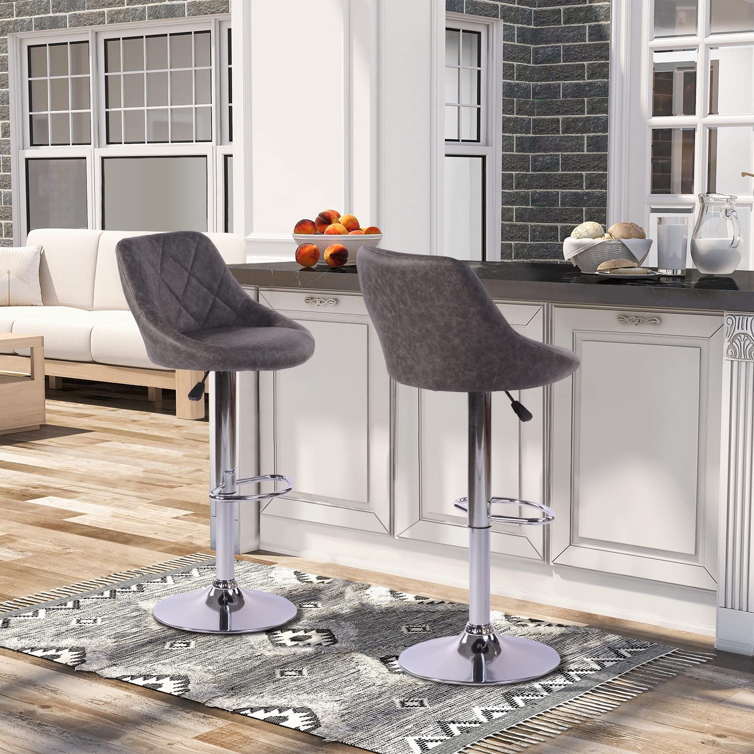 Foto 3 pulgar | Taburete De Bar Furniturer Hatan Gris Oscuro 38.5 X 38.5 X 83-103 Cm