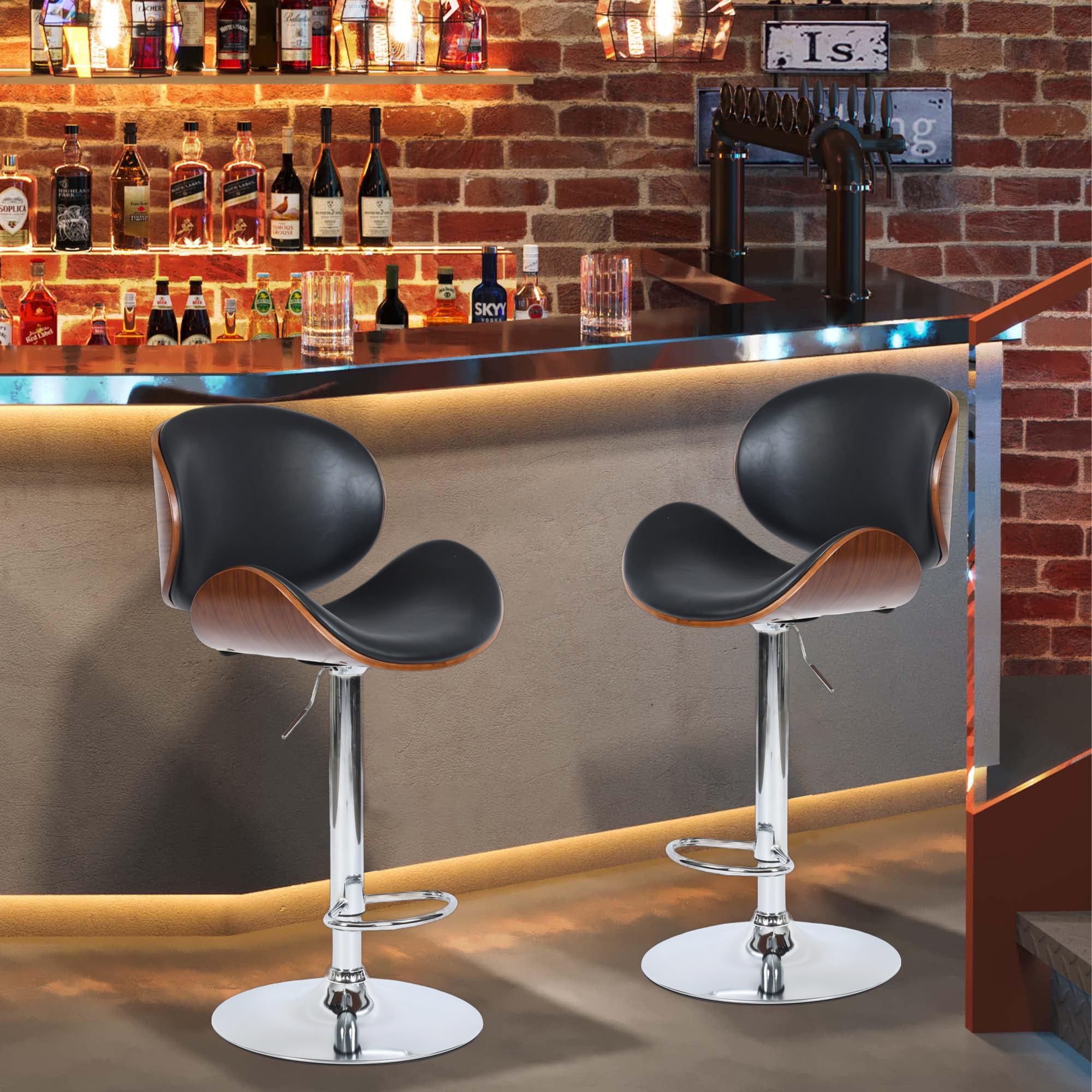 Foto 3 pulgar | Taburete De Bar Furniturer Freeman Negro 51 X 45 X 96-116 Cm