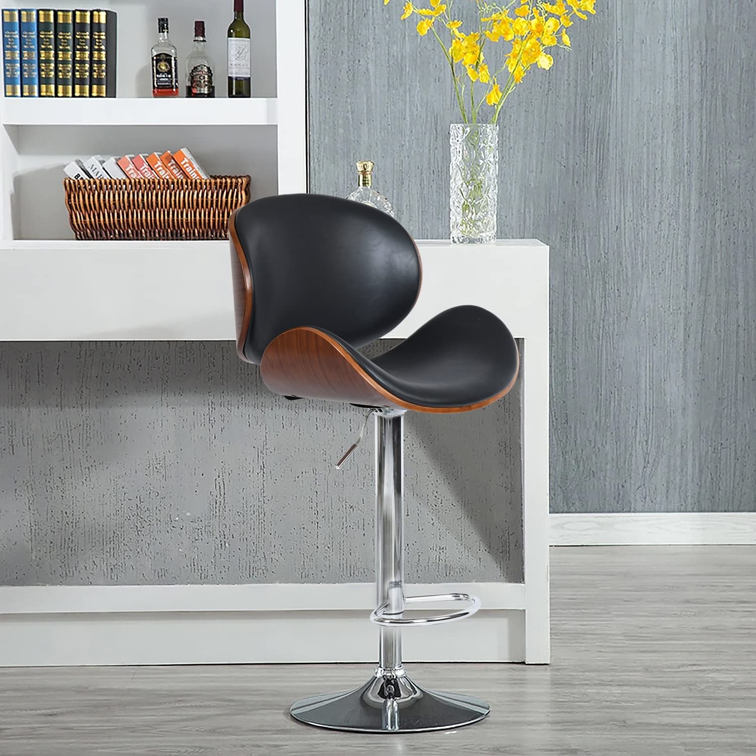 Foto 5 pulgar | Taburete De Bar Furniturer Freeman Negro 51 X 45 X 96-116 Cm
