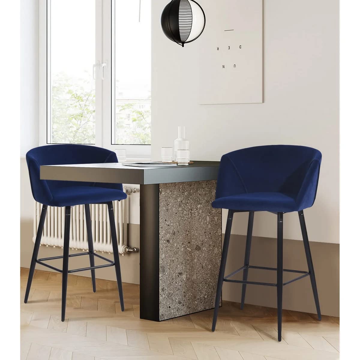 Foto 3 pulgar | Taburete De Bar Furniturer Aldridge Azul 47.5 X 47.5 X 97 Cm
