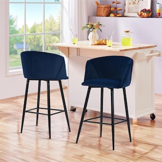 Foto 4 | Taburete De Bar Furniturer Aldridge Azul 47.5 X 47.5 X 97 Cm