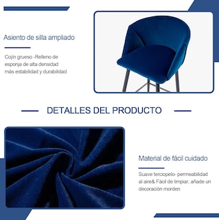 Foto 5 | Taburete De Bar Furniturer Aldridge Azul 47.5 X 47.5 X 97 Cm