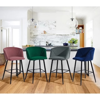 Foto 8 | Taburete De Bar Furniturer Aldridge Azul 47.5 X 47.5 X 97 Cm