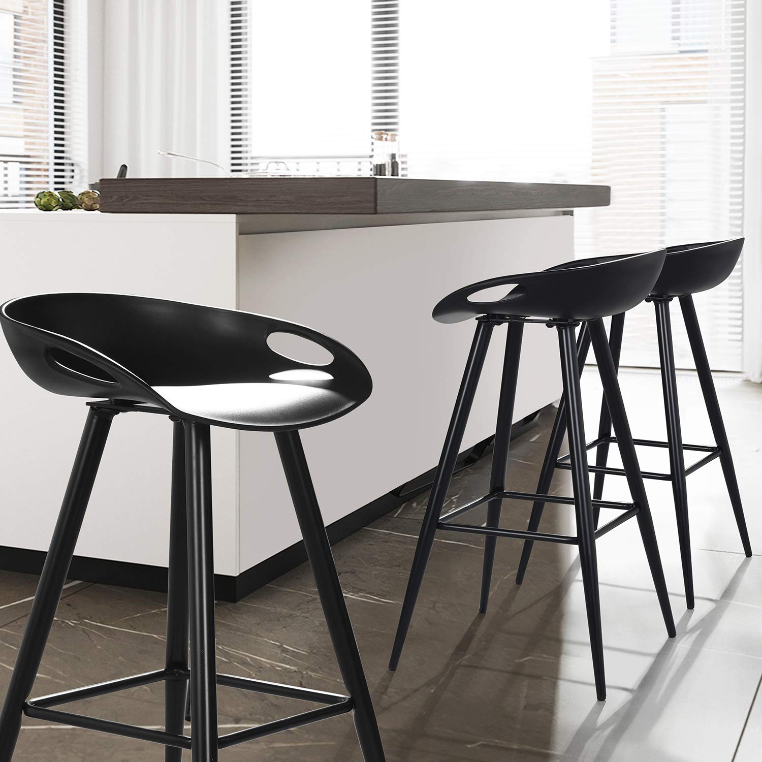 Foto 3 pulgar | Taburete De Bar Furniturer Fiyan Negro