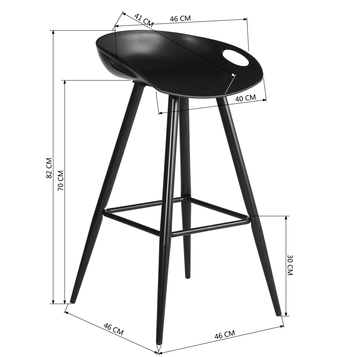 Foto 4 pulgar | Taburete De Bar Furniturer Fiyan Negro