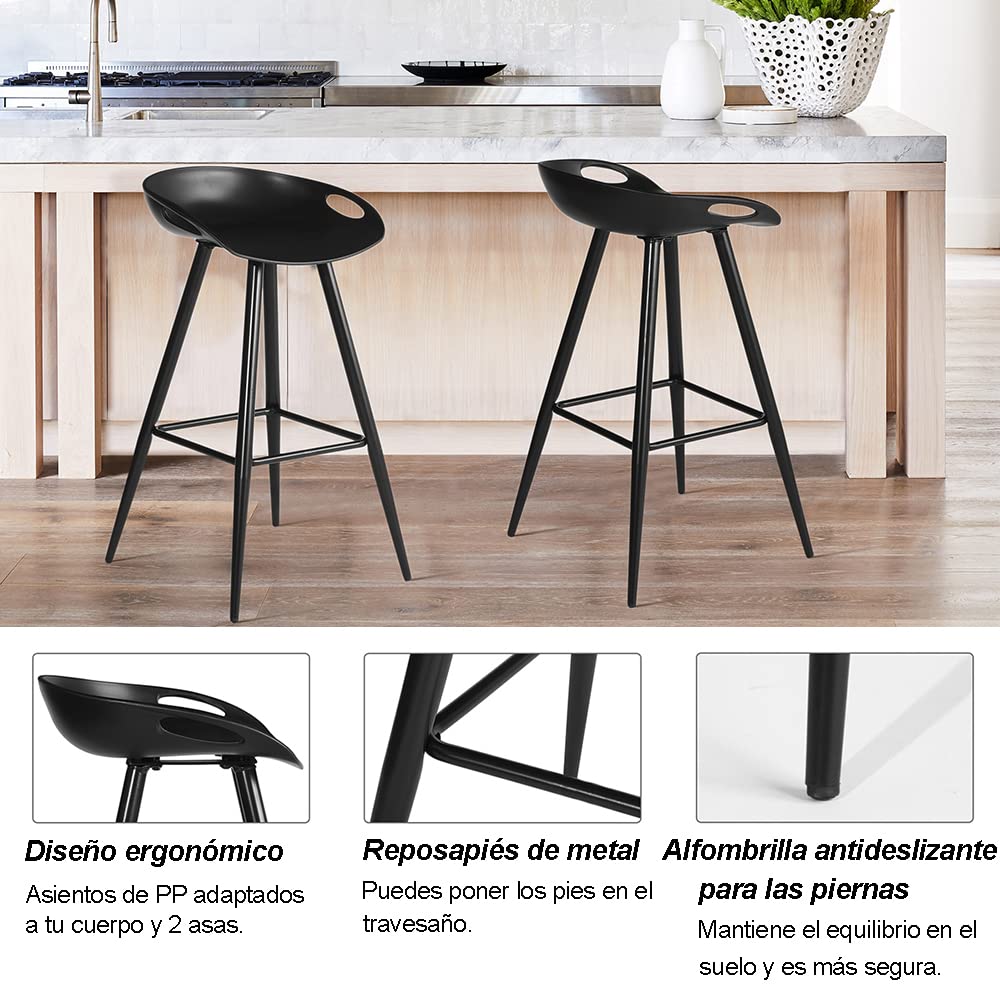 Foto 5 | Taburete De Bar Furniturer Fiyan Negro