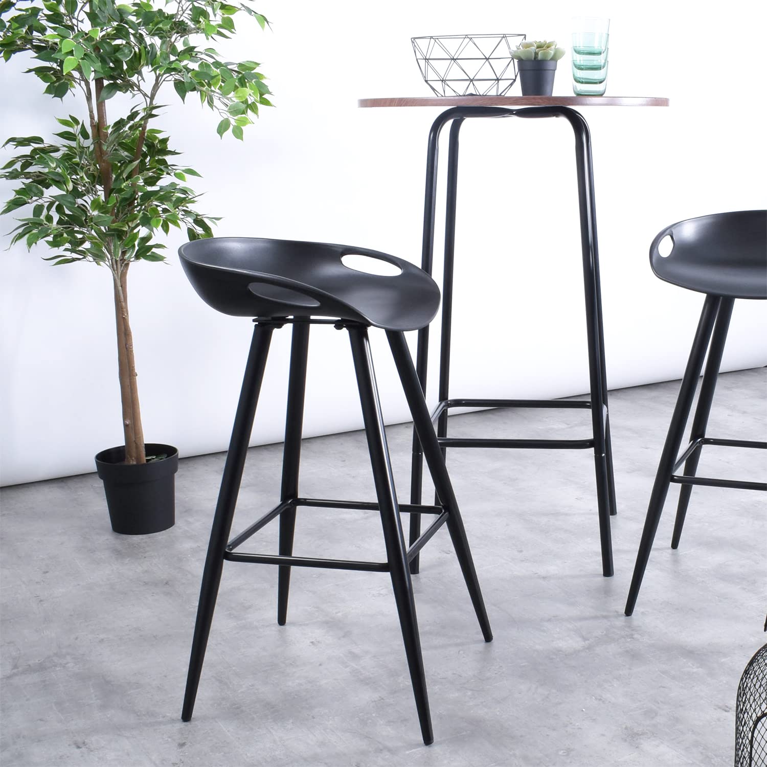 Foto 8 | Taburete De Bar Furniturer Fiyan Negro