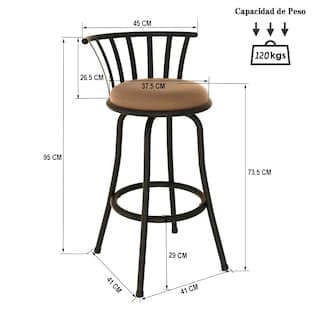 Foto 3 | Juego de 2 Bancos de Bar Furniturer Pistil Café