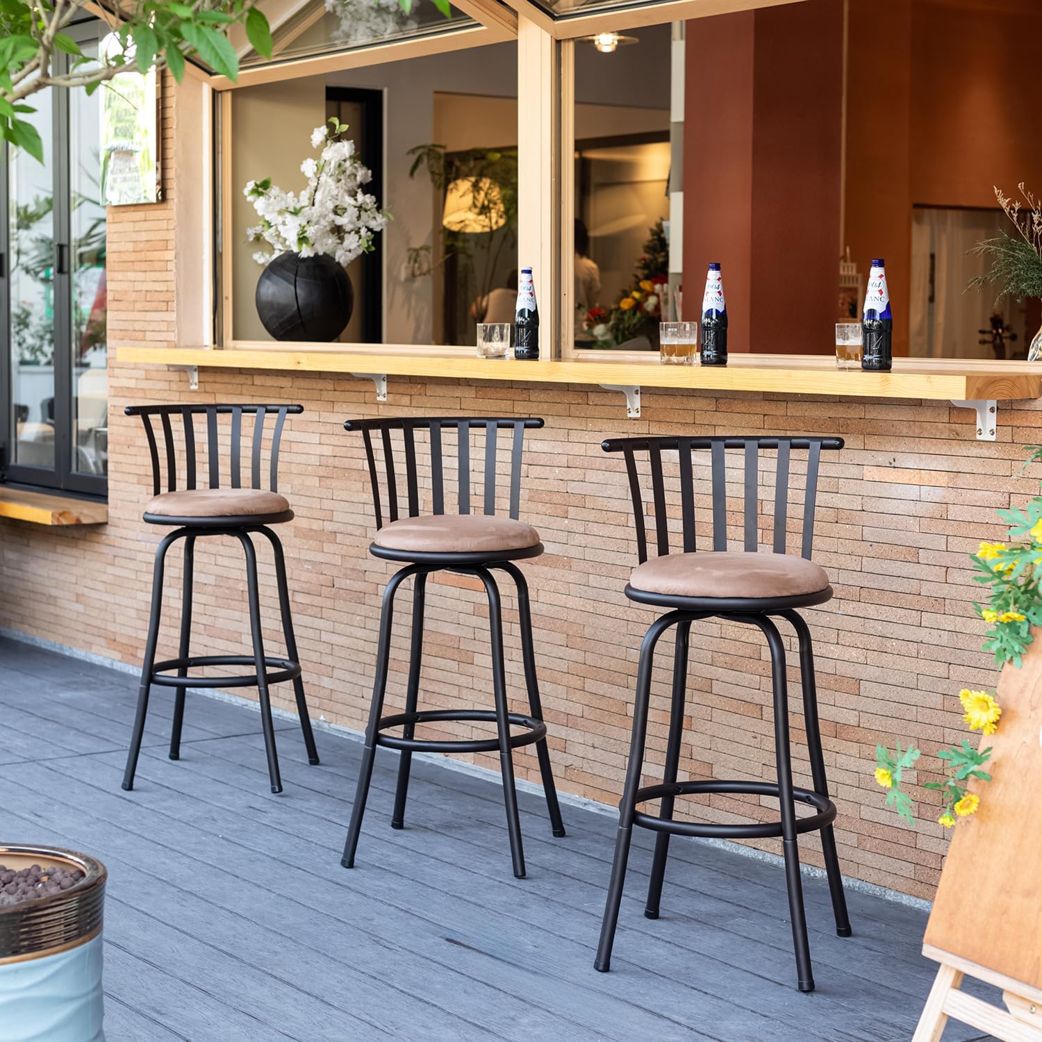 Foto 7 | Juego de 2 Bancos de Bar Furniturer Pistil Café
