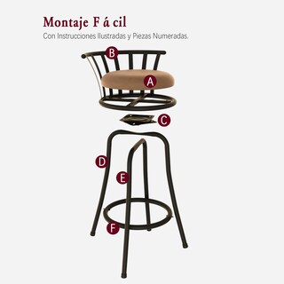 Foto 8 | Juego de 2 Bancos de Bar Furniturer Pistil Café