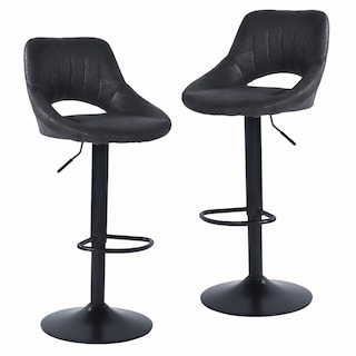 Foto 1 | Set De 2 Taburetes De Bar Furniturer Torin Negro 38.5 X 38.5 X 84-104 Cm