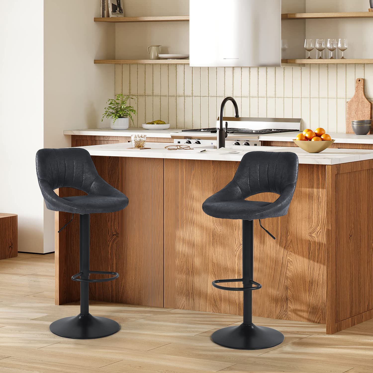 Foto 3 pulgar | Set De 2 Taburetes De Bar Furniturer Torin Negro 38.5 X 38.5 X 84-104 Cm