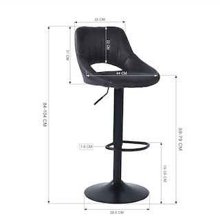 Foto 3 | Set De 2 Taburetes De Bar Furniturer Torin Negro 38.5 X 38.5 X 84-104 Cm