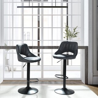 Foto 4 | Set De 2 Taburetes De Bar Furniturer Torin Negro 38.5 X 38.5 X 84-104 Cm