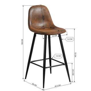 Foto 3 | Set De 2 Taburetes De Bar Furniturer Charlton Marrón 45.5 X 44 X 100 Cm