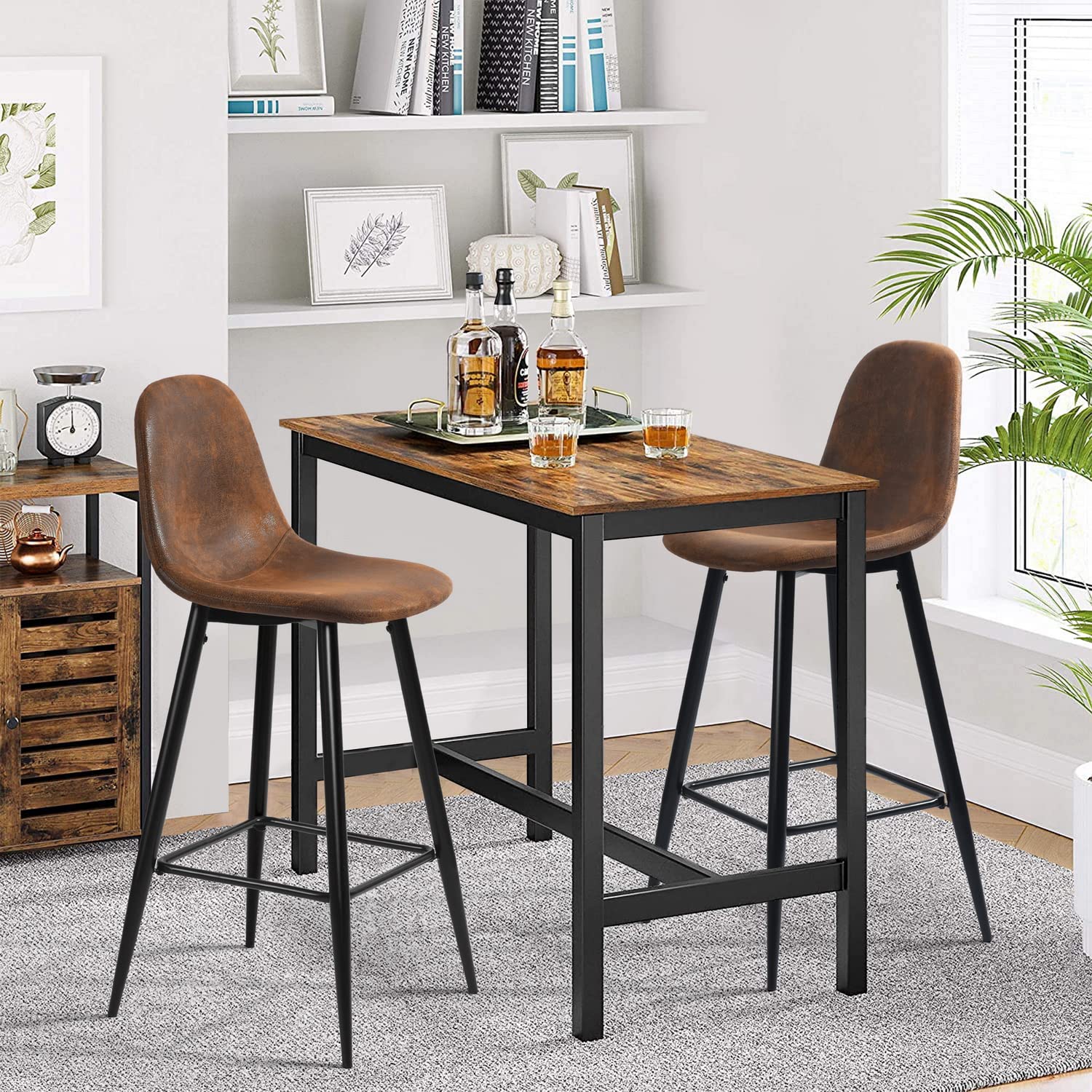 Foto 5 pulgar | Set De 2 Taburetes De Bar Furniturer Charlton Marrón 45.5 X 44 X 100 Cm