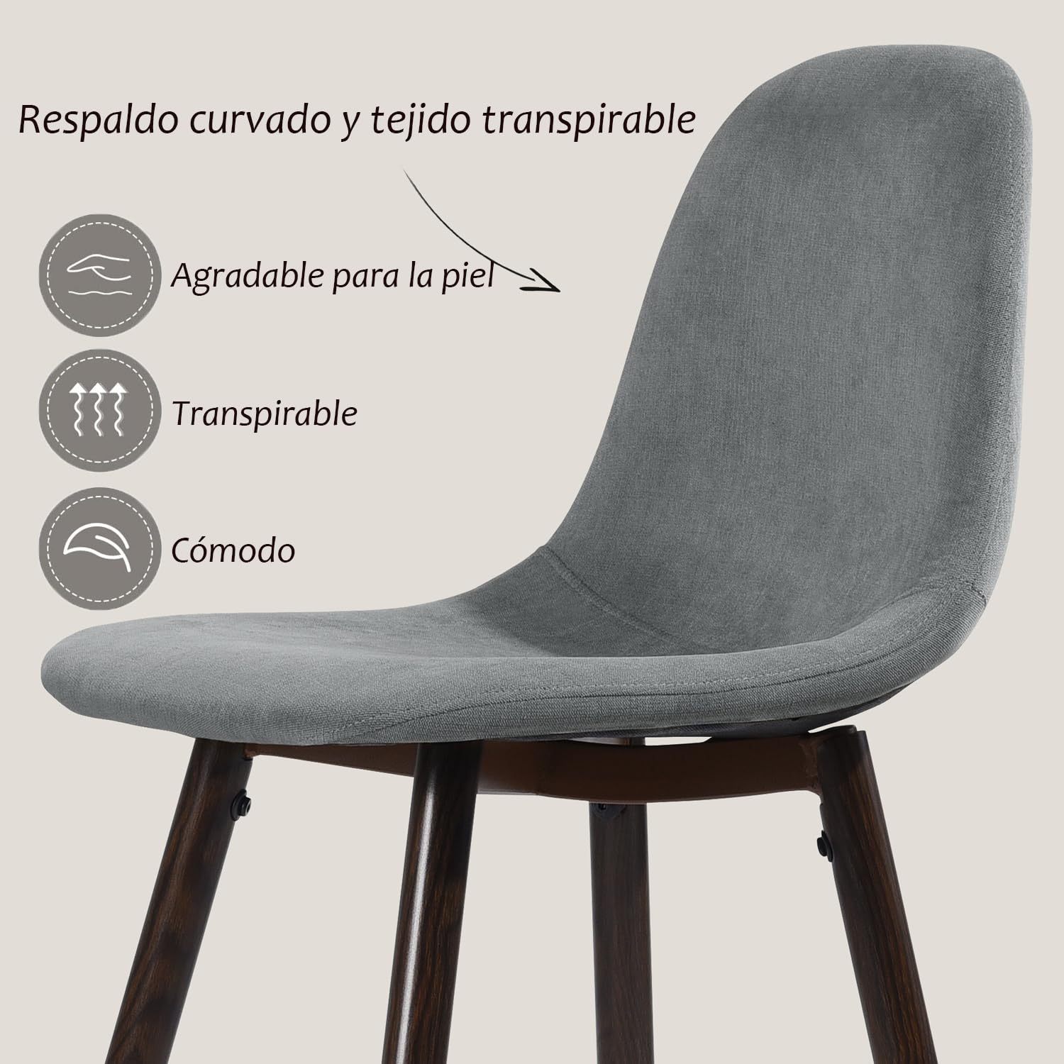 Foto 6 pulgar | Set De 2 Taburetes De Bar Furniturer Charlton Gris