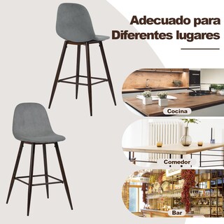 Foto 6 | Set De 2 Taburetes De Bar Furniturer Charlton Gris