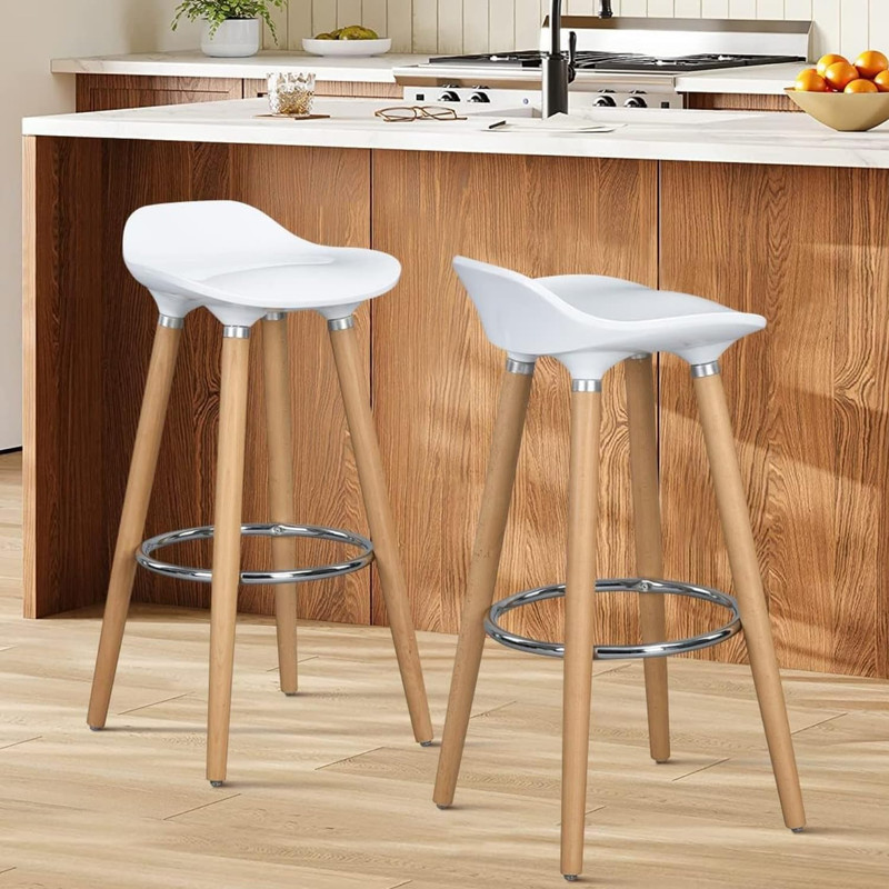 Juego De 2 Taburetes De Bar Banco De Bar De Plástico Con Reposapiés Gomyhome