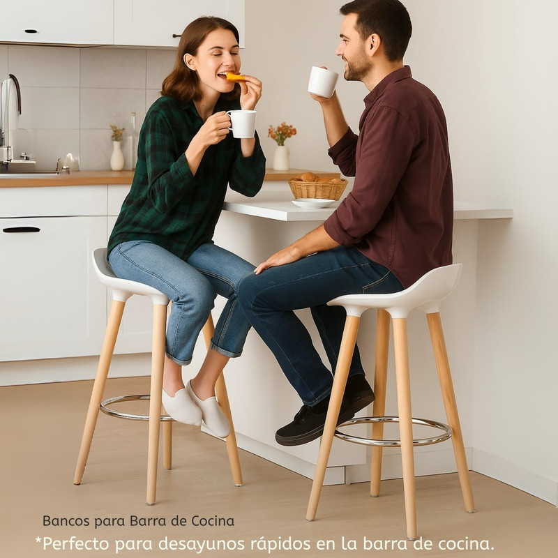 Foto 5 pulgar | Juego De 2 Taburetes De Bar Banco De Bar De Plástico Con Reposapiés Gomyhome