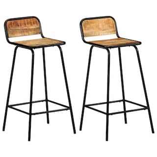 Foto 1 | Sillas De Bar Vidaxl De Madera Maciza De Mango Con Estructura De Acero 2 Unidades - Venta Internacional.