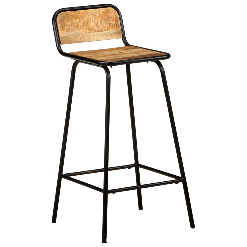 Foto 3 pulgar | Sillas De Bar Vidaxl De Madera Maciza De Mango Con Estructura De Acero  2 Unidades - Venta Internacional.
