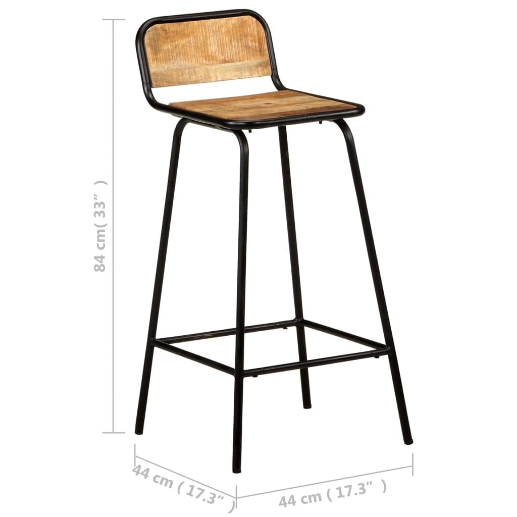 Foto 5 pulgar | Sillas De Bar Vidaxl De Madera Maciza De Mango Con Estructura De Acero  2 Unidades - Venta Internacional.