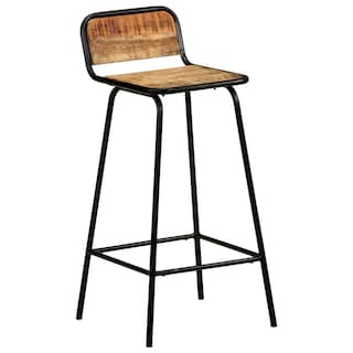 Foto 5 | Sillas De Bar Vidaxl De Madera Maciza De Mango Con Estructura De Acero 2 Unidades - Venta Internacional.