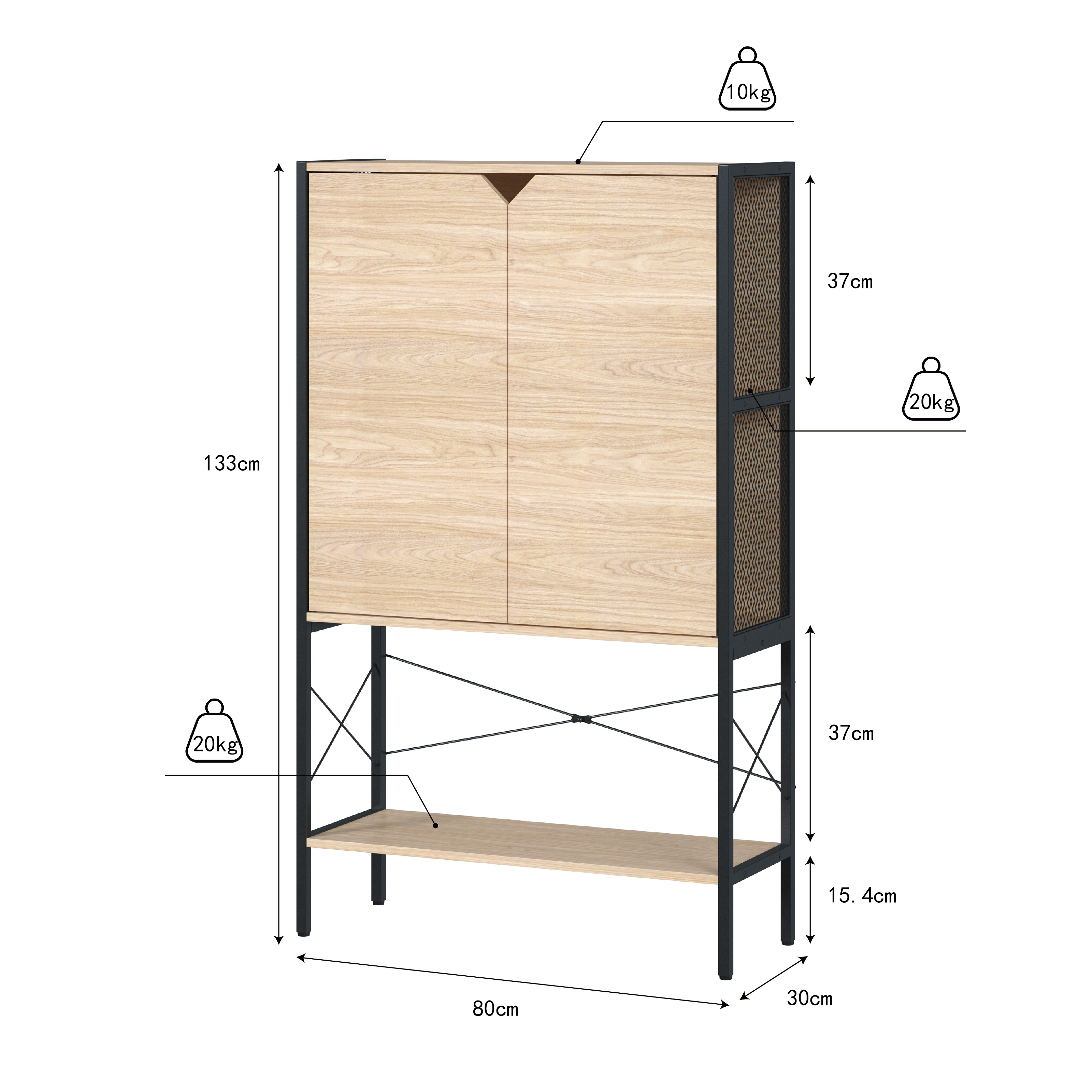 Foto 6 pulgar | Estantería Vitrinas Y Credenza De Multiuso Para Organización Y Almacenamiento Para Hogar Y Oficina