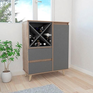 Foto 1 | Bar Nashira Color Miel y Plata Oscuro con Espacio Para Vinos Virtual Muebles