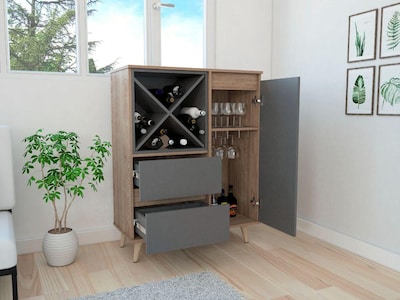 Foto 2 | Bar Nashira Color Miel y Plata Oscuro con Espacio Para Vinos Virtual Muebles
