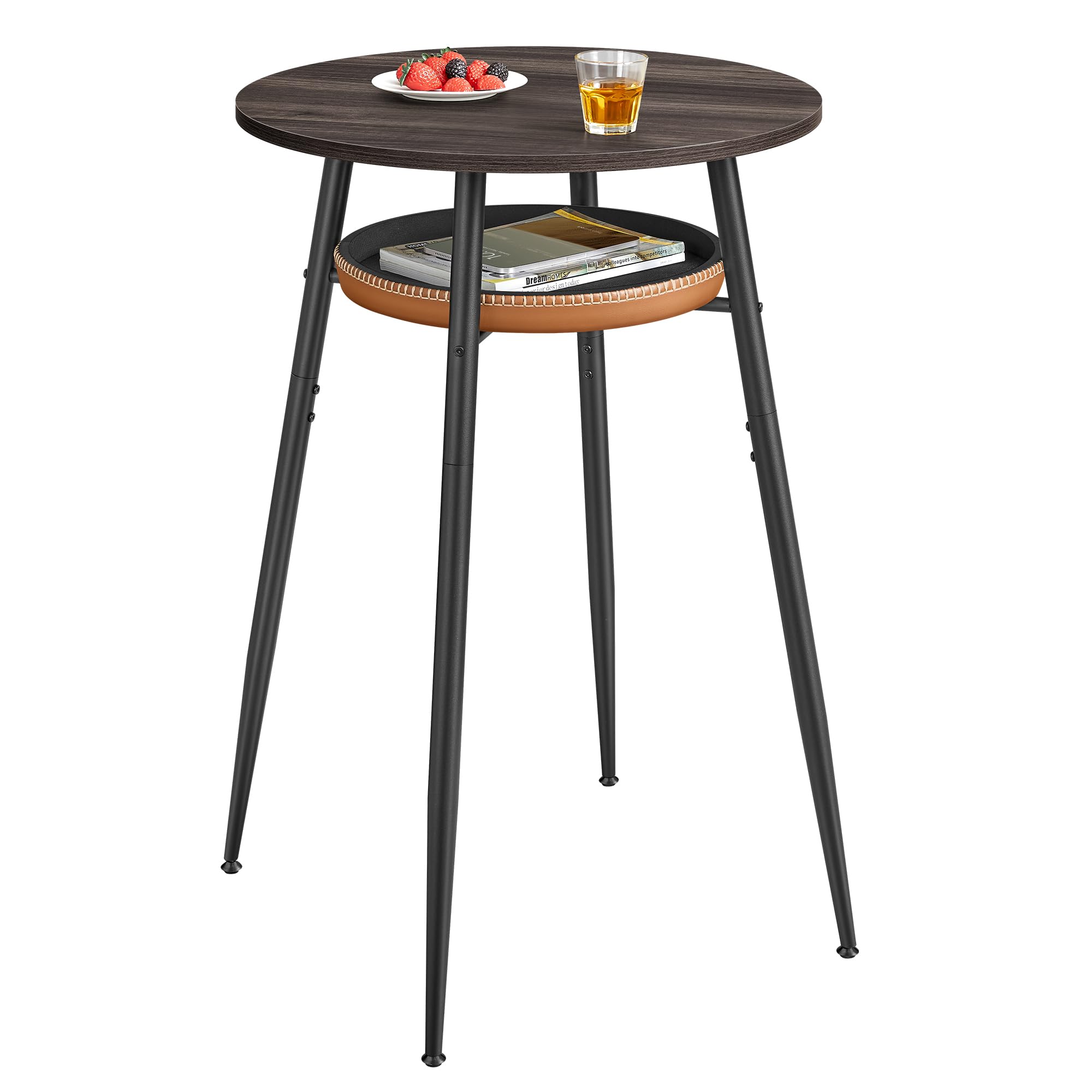 Mesa De Bar De La Colección Vasagle Ekho Con Almacenamiento, Color Marrón