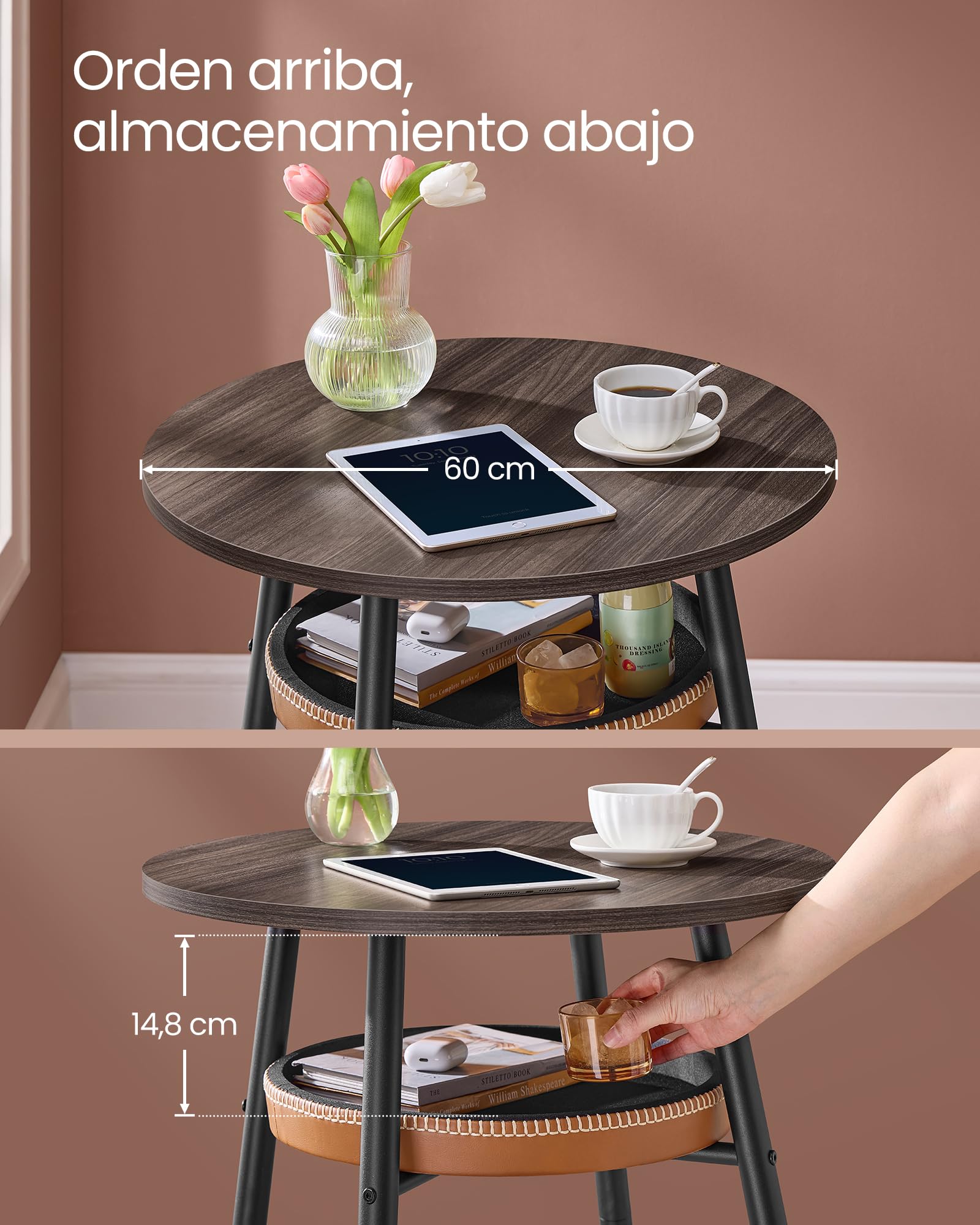 Foto 4 pulgar | Mesa De Bar De La Colección Vasagle Ekho Con Almacenamiento, Color Marrón