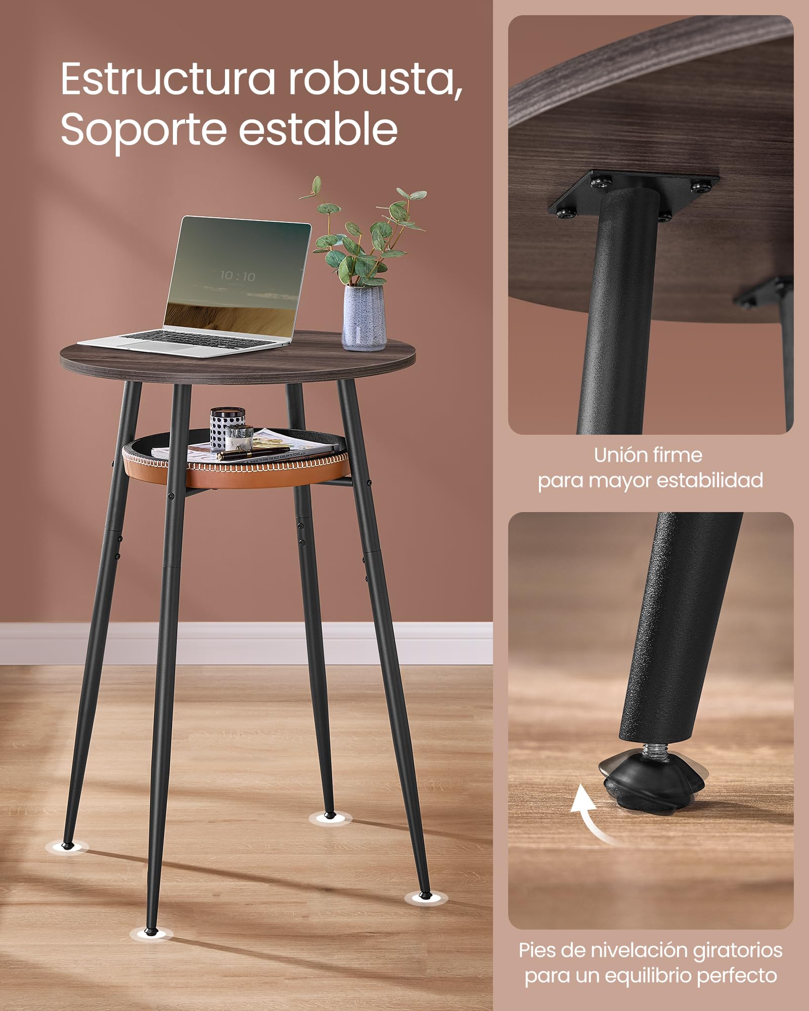 Foto 4 | Mesa De Bar De La Colección Vasagle Ekho Con Almacenamiento, Color Marrón