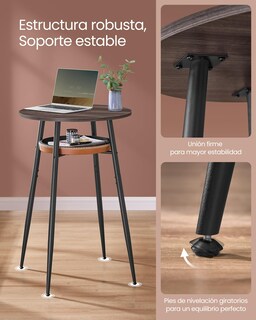 Foto 4 | Mesa De Bar De La Colección Vasagle Ekho Con Almacenamiento, Color Marrón