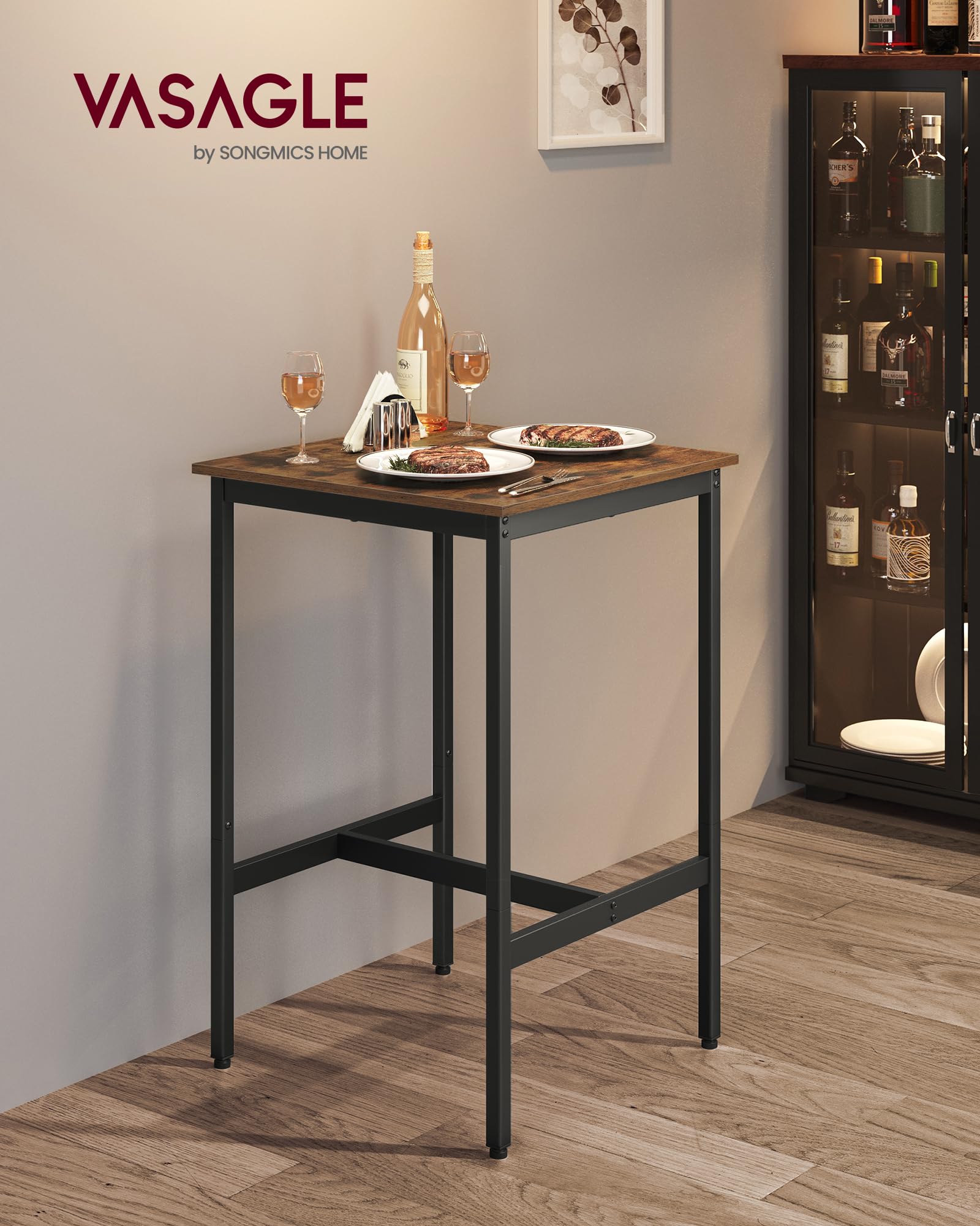 Foto 3 pulgar | Mesa De Bar Vasagle Para Cocina Pequeña, 60 X 60 X 92 Cm, Rústica - Venta Internacional.