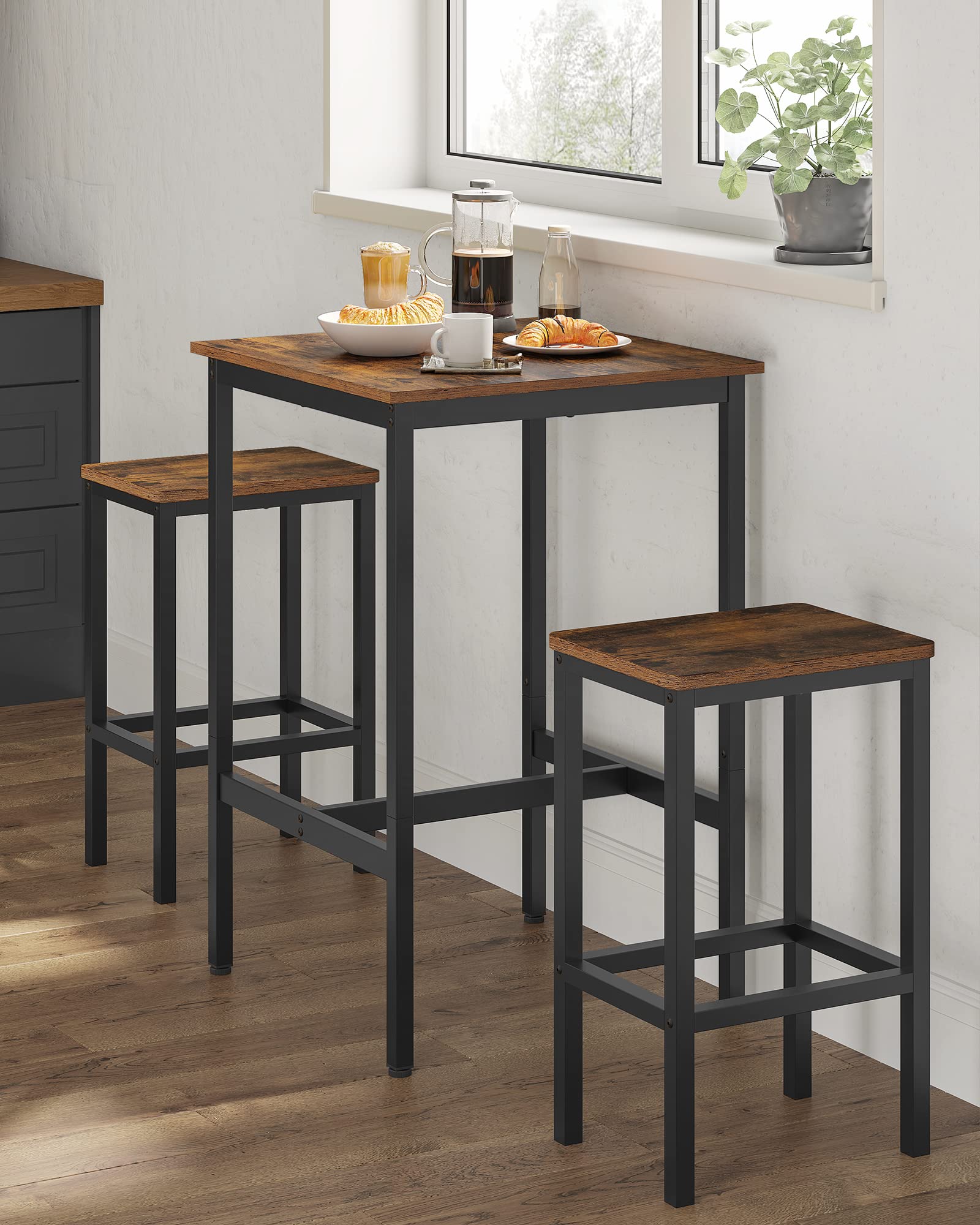 Foto 4 pulgar | Mesa De Bar Vasagle Para Cocina Pequeña, 60 X 60 X 92 Cm, Rústica - Venta Internacional.