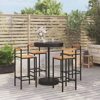 Foto 2 | Juego De Taburete De Bar Vidaxl De 5 Piezas Mesa Bistró Color Negro - Venta Internacional.