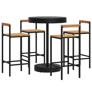 Foto 3 | Juego De Taburete De Bar Vidaxl De 5 Piezas Mesa Bistró Color Negro - Venta Internacional.