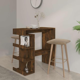 Foto 2 | Mesa De Bar Vidaxl Con Estantes En Roble Ahumado 100 X 50 X 101 5 Cm - Venta Internacional.