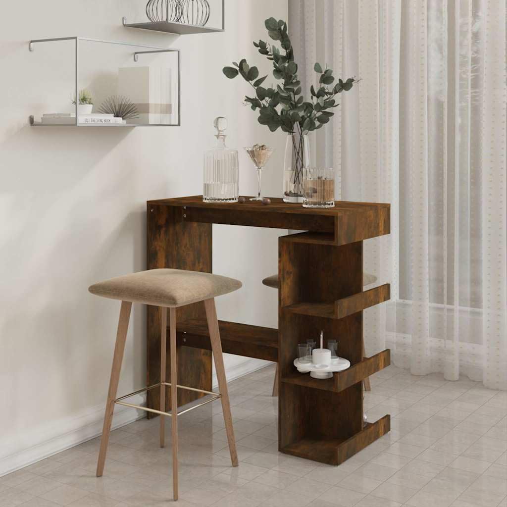 Foto 5 pulgar | Mesa De Bar Vidaxl Con Estantes En Roble Ahumado  100 X 50 X 101 5 Cm - Venta Internacional.