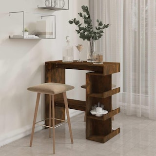 Foto 4 | Mesa De Bar Vidaxl Con Estantes En Roble Ahumado 100 X 50 X 101 5 Cm - Venta Internacional.