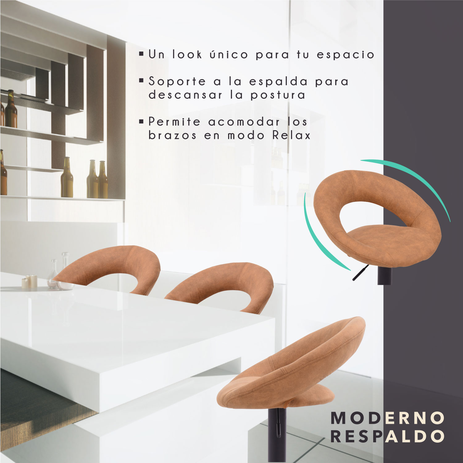 Foto 6 pulgar | Kit de Bancos Cosmobel Martini Caramel 2 Piezas