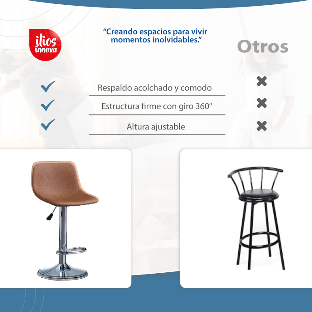 Foto 9 pulgar | Silla de Bar Minimalista Camel Ilios Innova