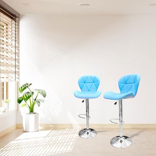 Foto 3 | Silla de Bar Acolchada Con Respaldo Geométrico Ilios Innova Azul