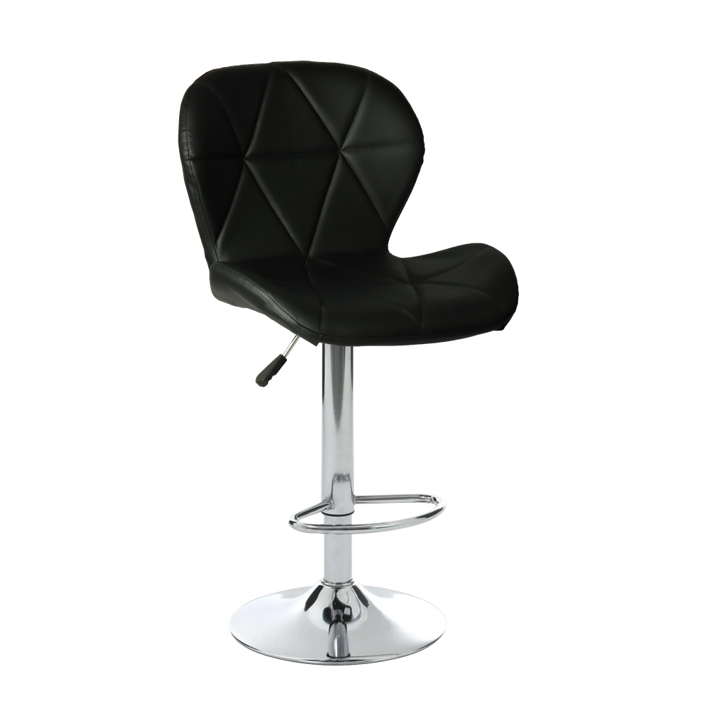 Foto 2 pulgar | Silla de bar acolchada con respaldo geométrico negro y altura ajustable