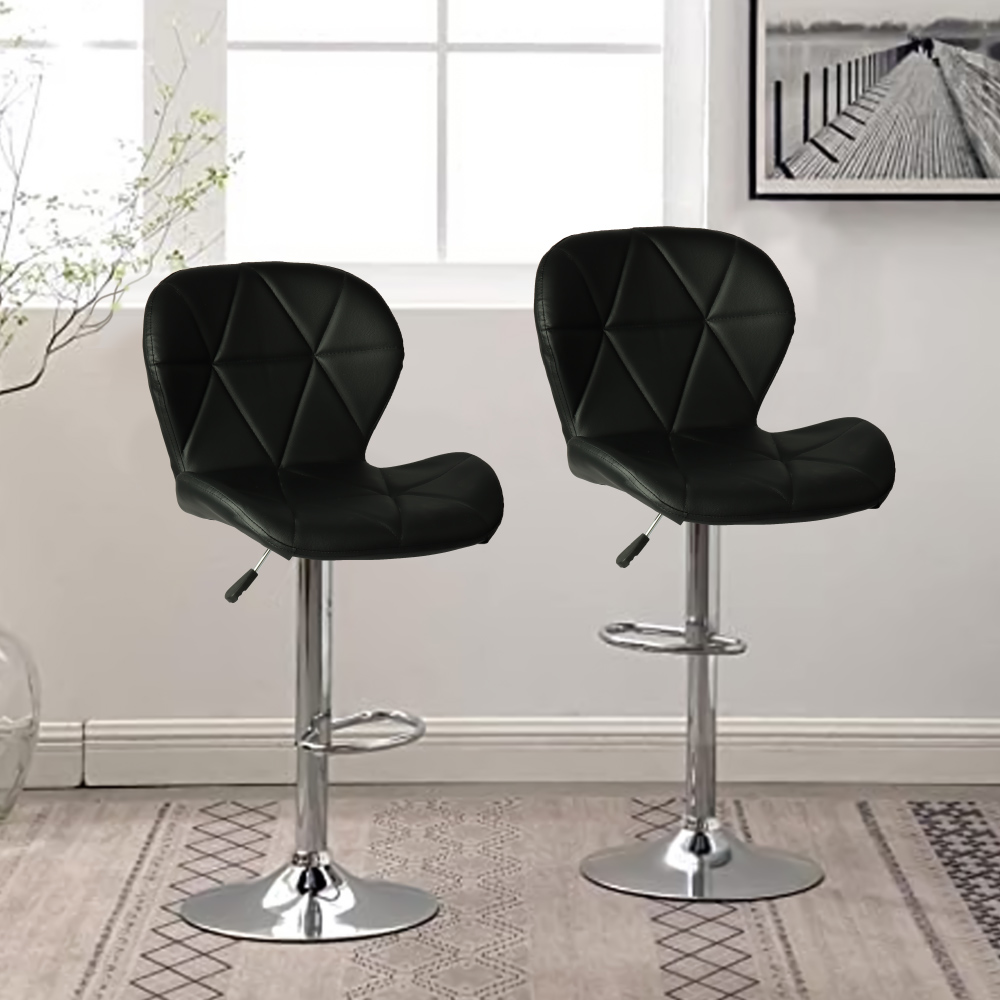 Foto 4 pulgar | Silla de bar acolchada con respaldo geométrico negro y altura ajustable