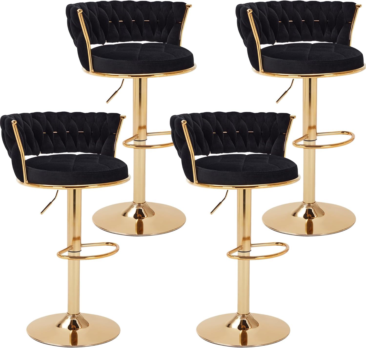 Foto 1 | Juego De Taburetes De Bar Vecelo Con Altura Ajustable De 4 Pulgadas, Color Negro - Venta Internacional.