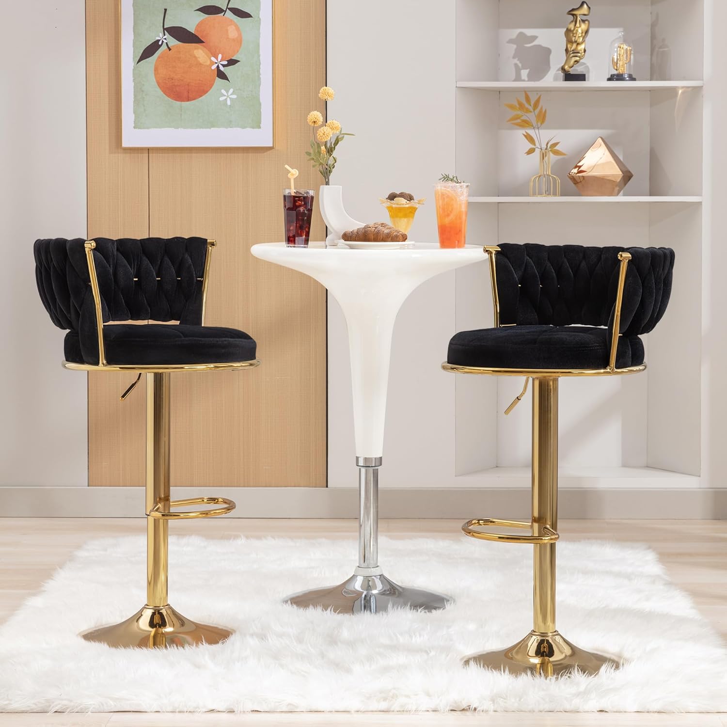 Foto 3 | Juego De Taburetes De Bar Vecelo Con Altura Ajustable De 4 Pulgadas, Color Negro - Venta Internacional.