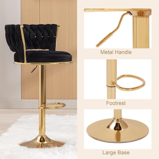 Foto 6 | Juego De Taburetes De Bar Vecelo Con Altura Ajustable De 4 Pulgadas, Color Negro - Venta Internacional.